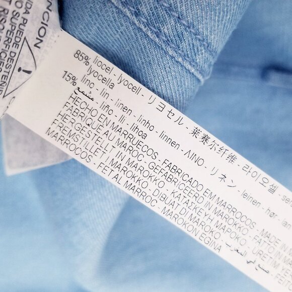 Zara Linen Blend Button Down Blue Chambray Midi Shirt Dress XL Soft Light Denim - Picture 6 of 16